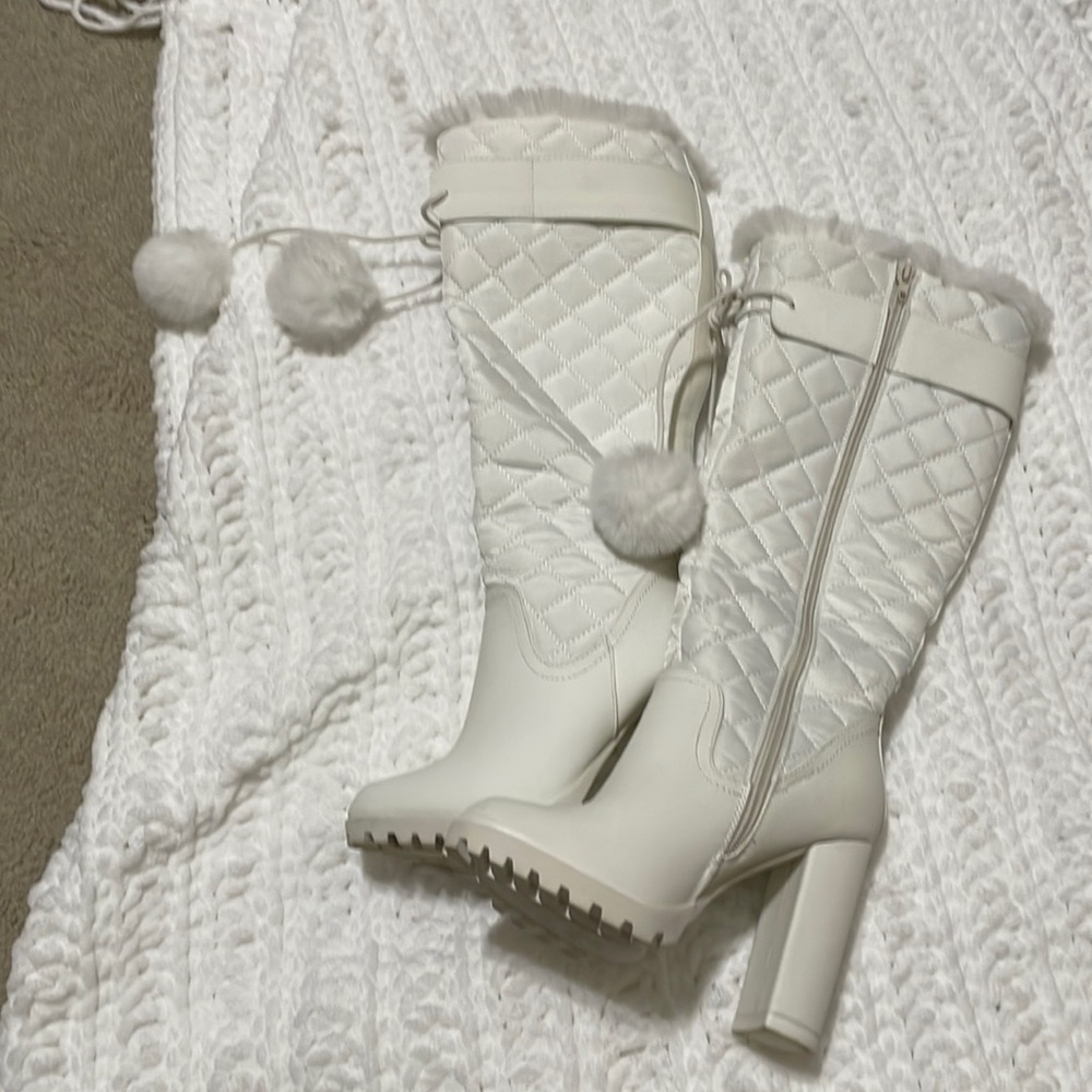 White fuzzy boots